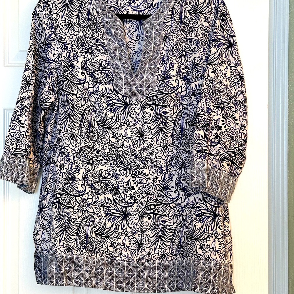 SOLD Boho Geometric Linen Top Tunic